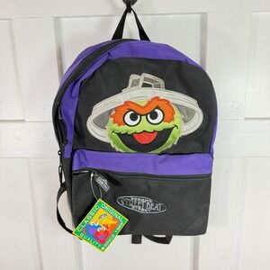 Sesame Street Beat Backpack Oscar the Grouch Purple Black Vintage 90s